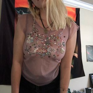 sheer sequin vintage top
